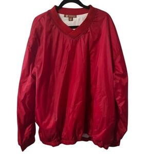 Harriton Men's Pullover Red Long Sleeve V Neck Cotton Lining Size 3X‎ Sports